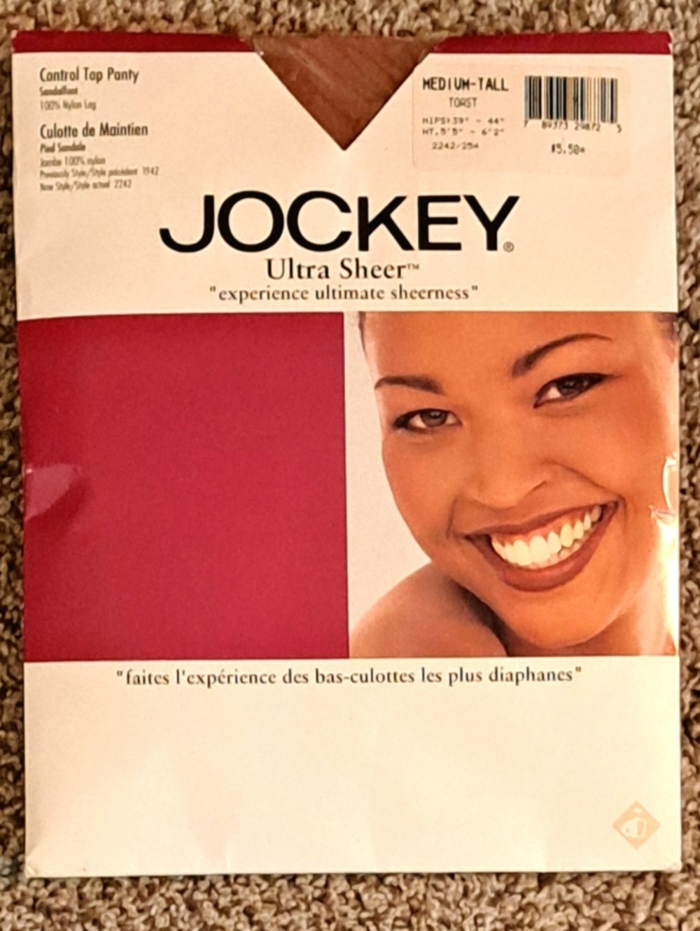 NWT Vintage 90s Jockey Ultra Sheer Control Top Sandalfoot Pantyhose Size Medium